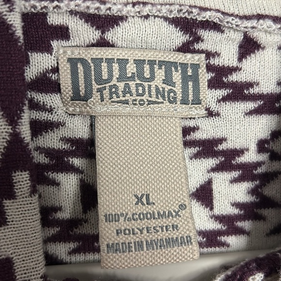 Duluth S'no Sweat Mockneck Sweater Purple Burgundy Aztec Coolmax Women size XL - Picture 3 of 5